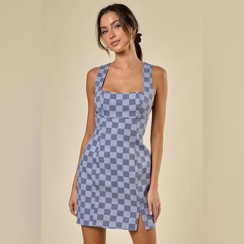Blue Blush Blue Checker Dress
